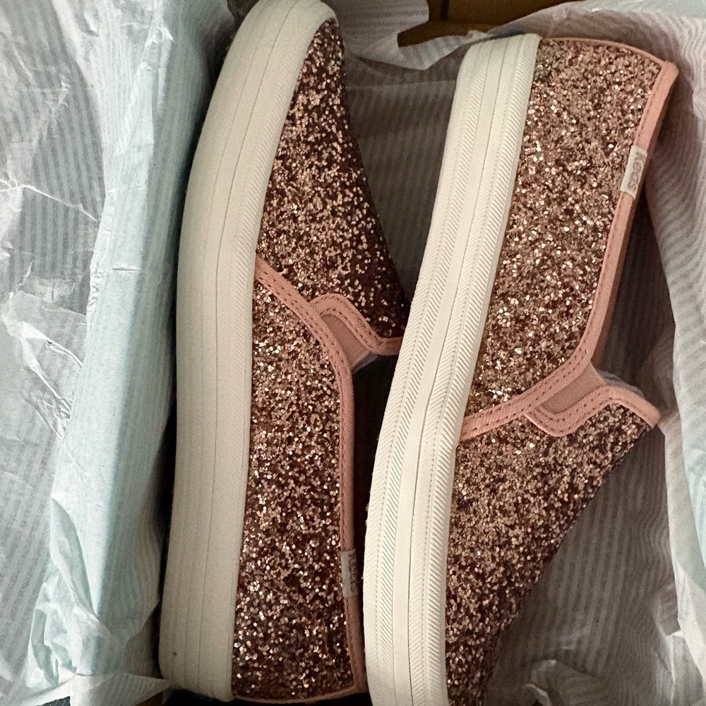 Kate Spade x Keds Glittery Pink Slip-On Sneakers